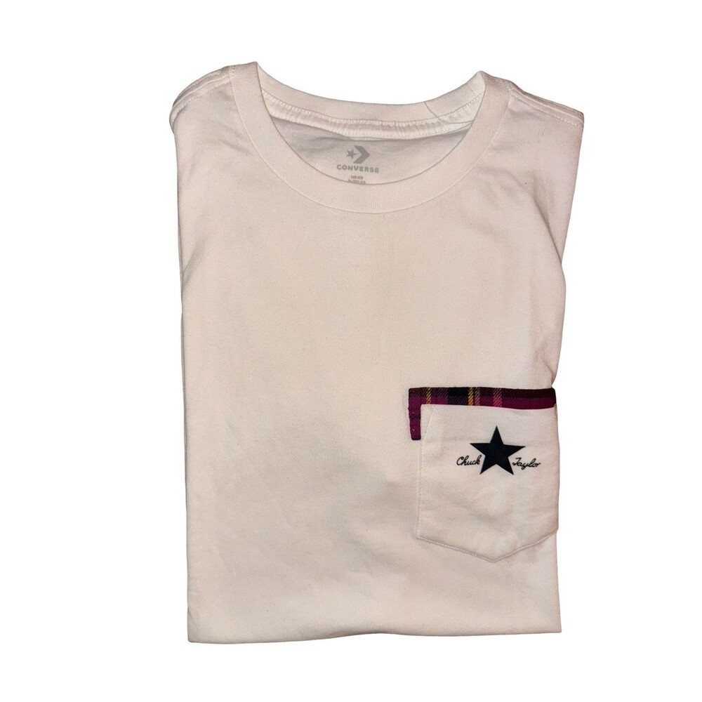 Converse T-Shirt Mens L White Pocket Tee Chuck Taylor Star Logo Short Sleeve
